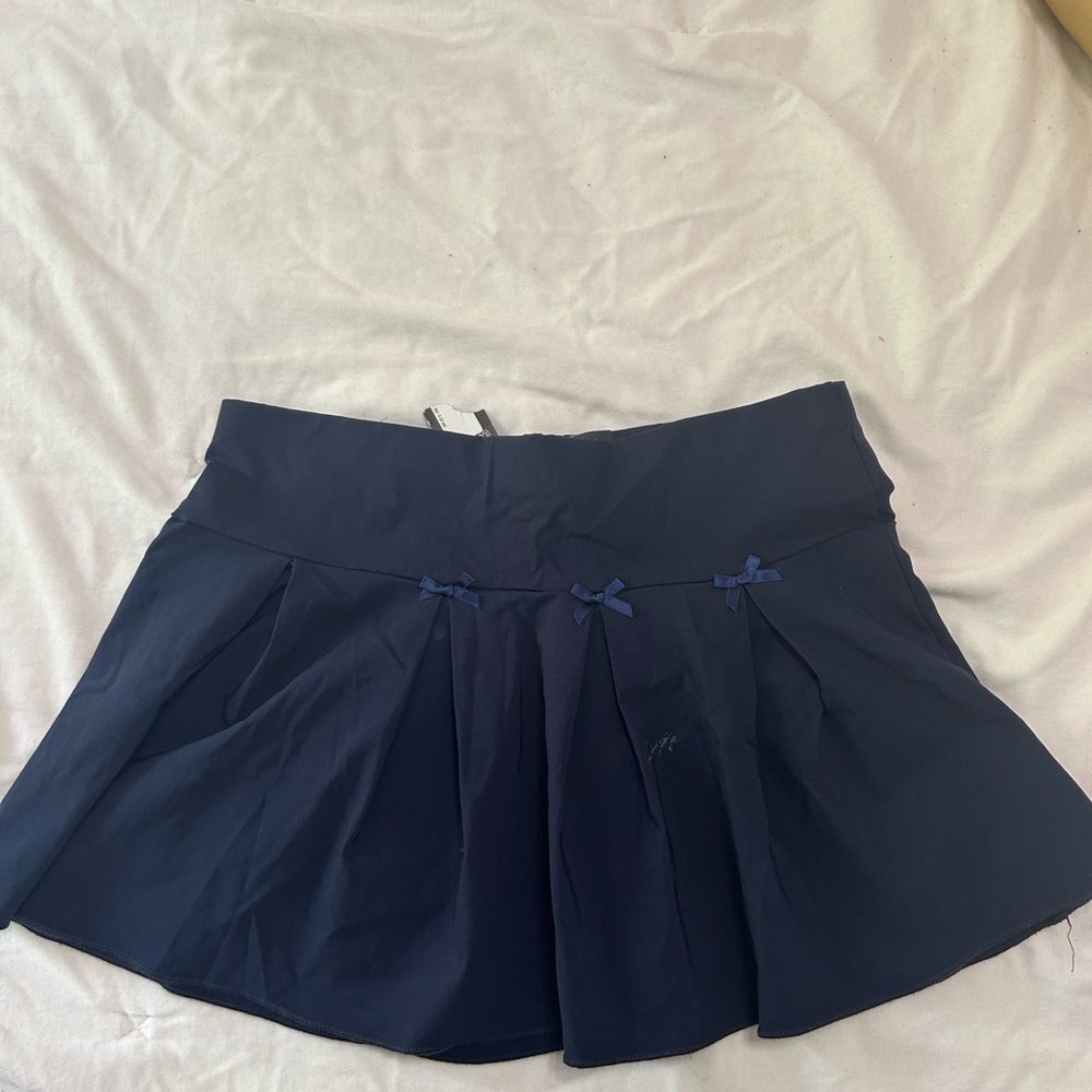 PrettyLittleThing Dark Blue Skirt with Bow Detail